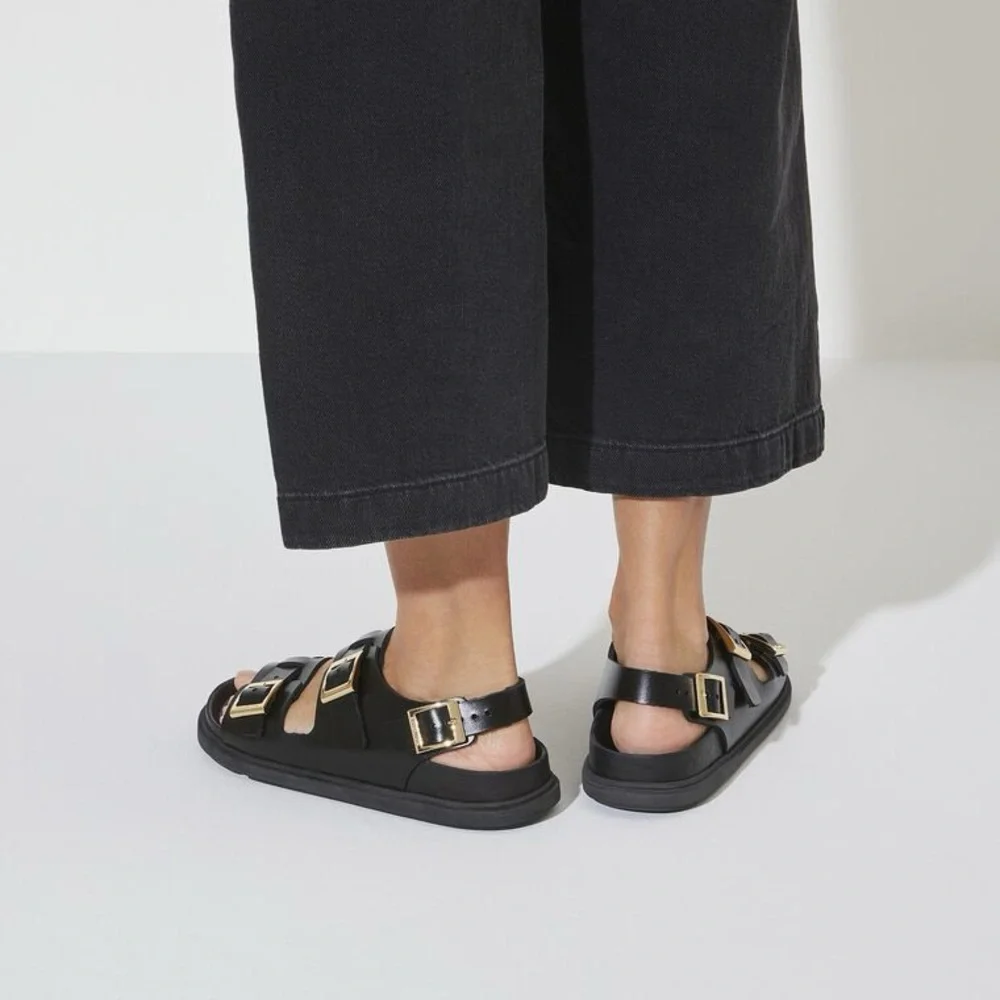Birkenstock / Cannes Black Leather Sandals Size W 39 uS 8 Narrow NEW No Box - Picture 2 of 10